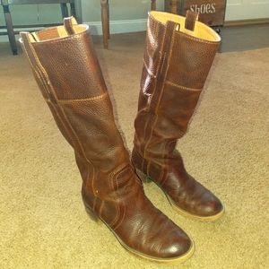 Lucky hibiscus  brown leather boots